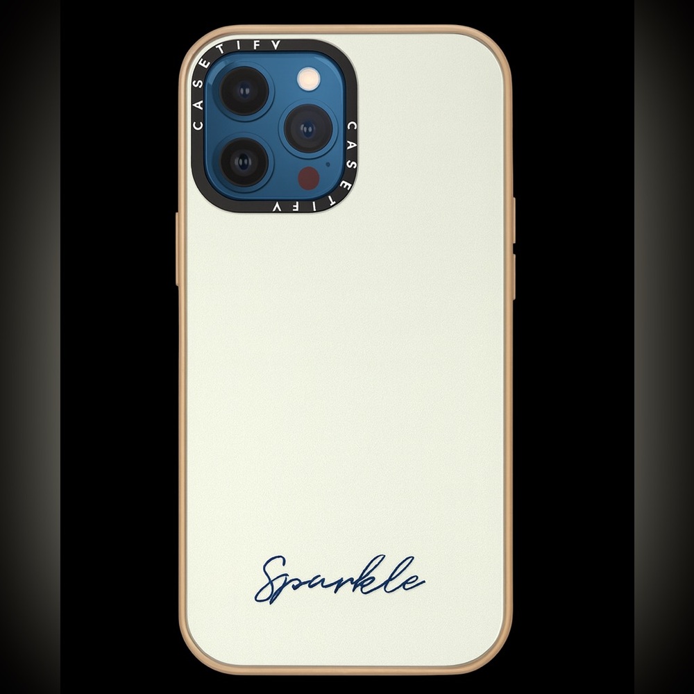 IPhone 12 Pro Max Casetify case mint green case with blue Sparkle custom name